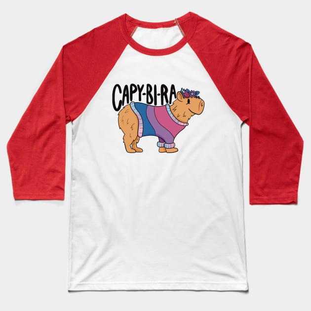 Capy-bi-ra Baseball T-Shirt by ehaswellart